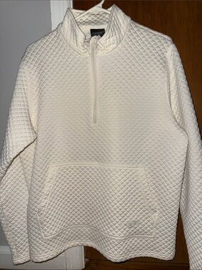 Quilted Half-Zip Pullover in White